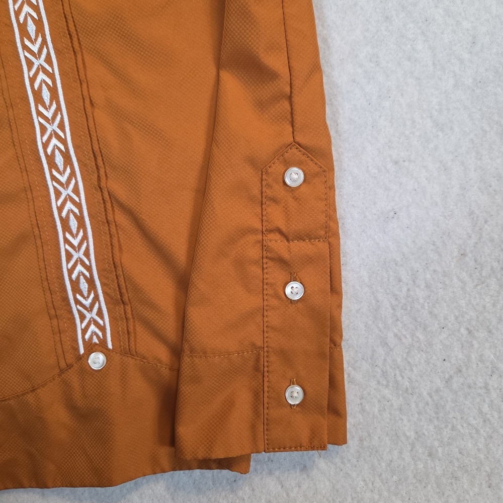 Texas Standard Tejas Guayabera Shirt Mens XL Burnt Orange UT Color Austin Vented - Picture 3 of 14